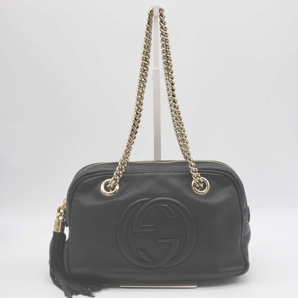 100% Authentic Gucci GG Soho Black Shoulder Bag